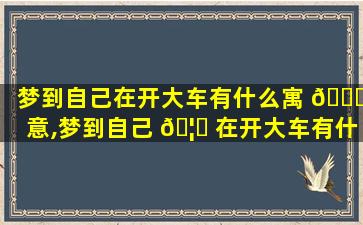 梦到自己在开大车有什么寓 🐞 意,梦到自己 🦍 在开大车有什么寓意嘛